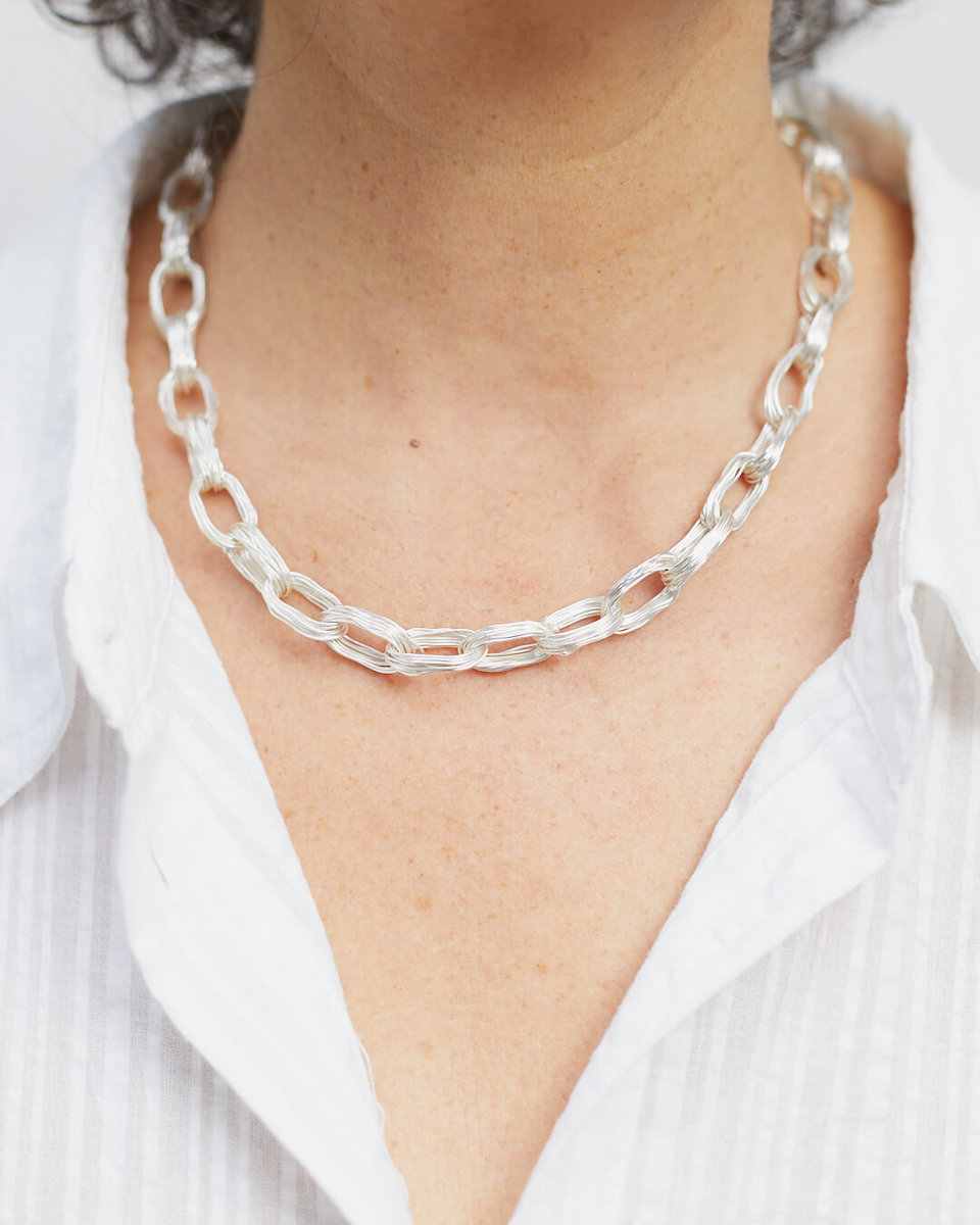 thread chain in fine silver