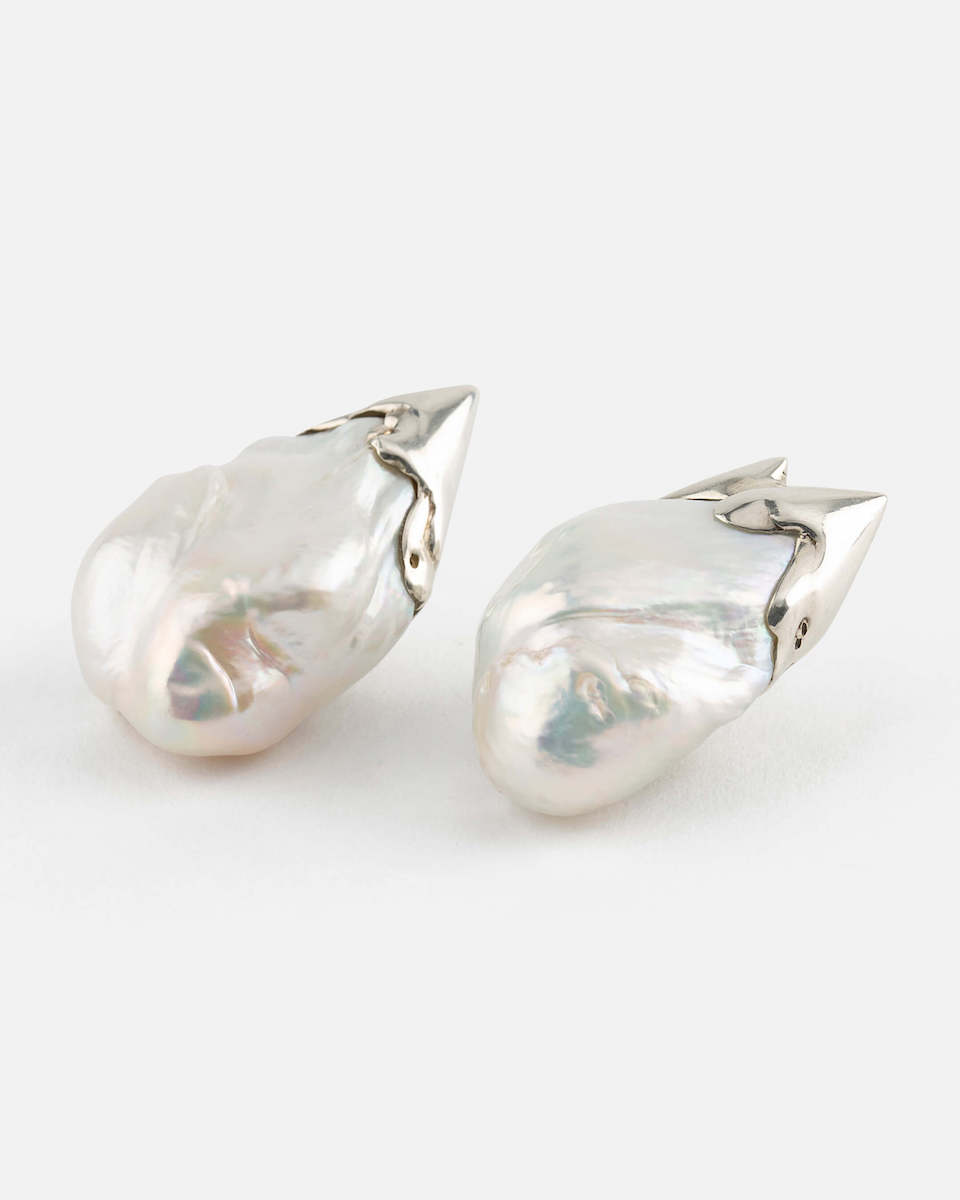 pearl studs with silver summit