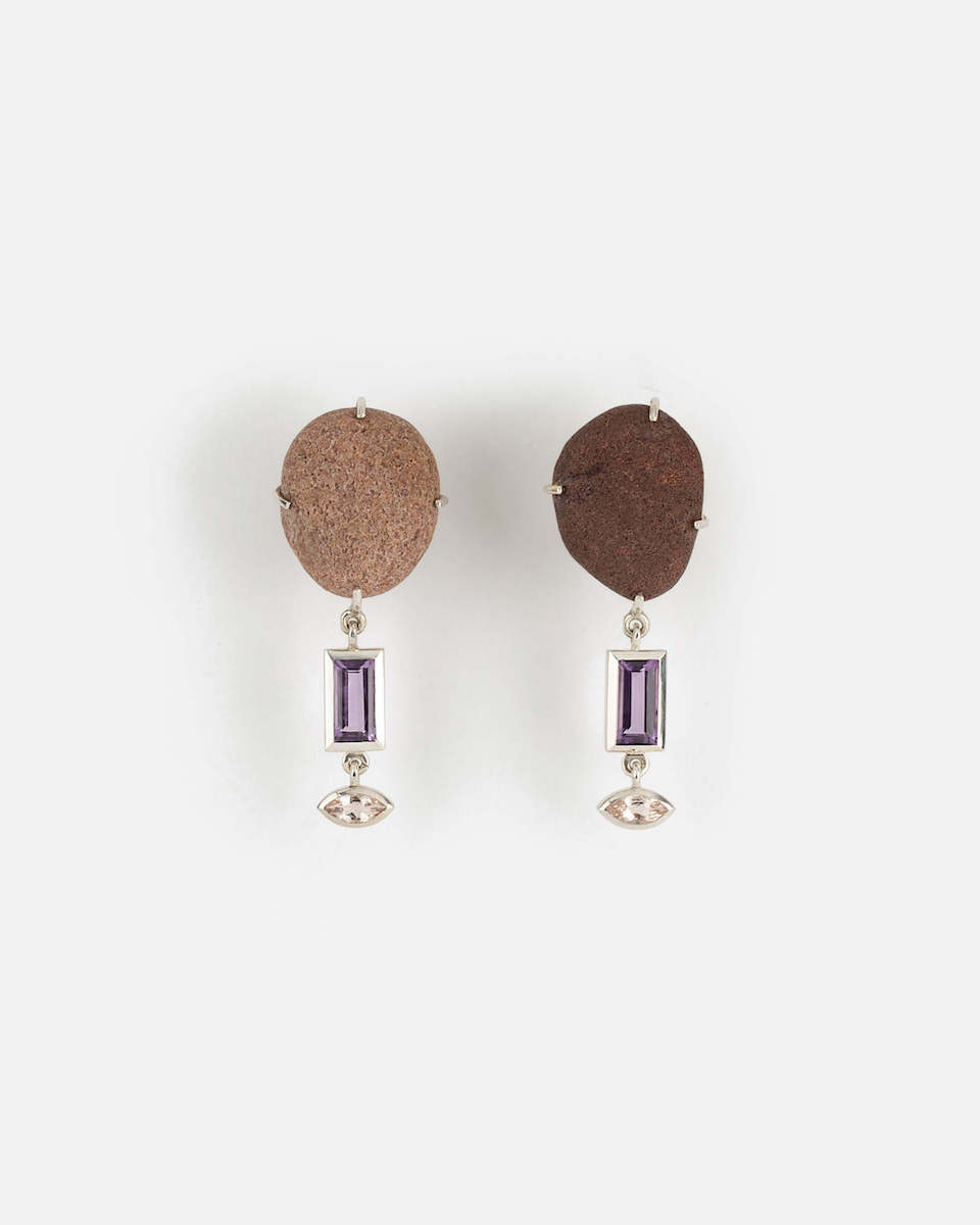 earrings in purple tones