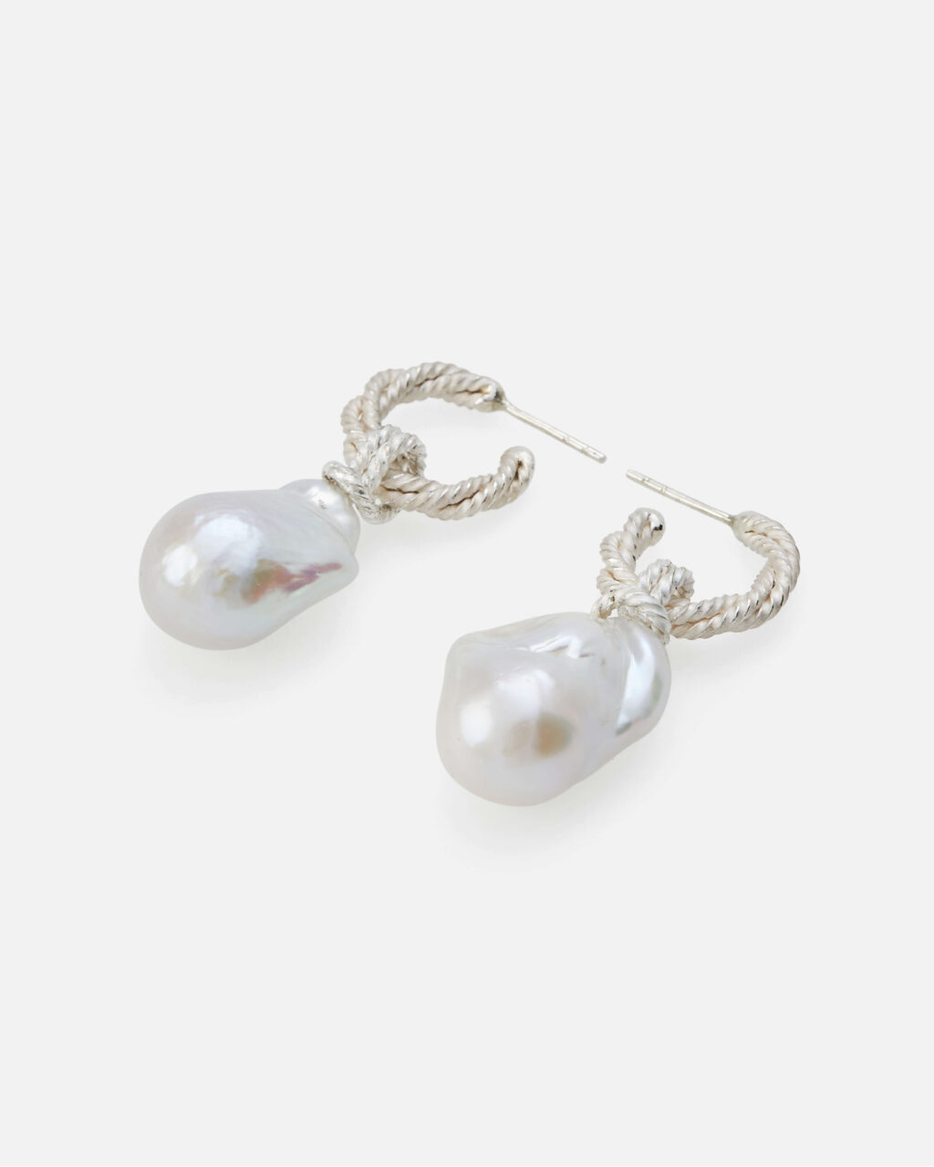 fine silver hoops with baroque pearls