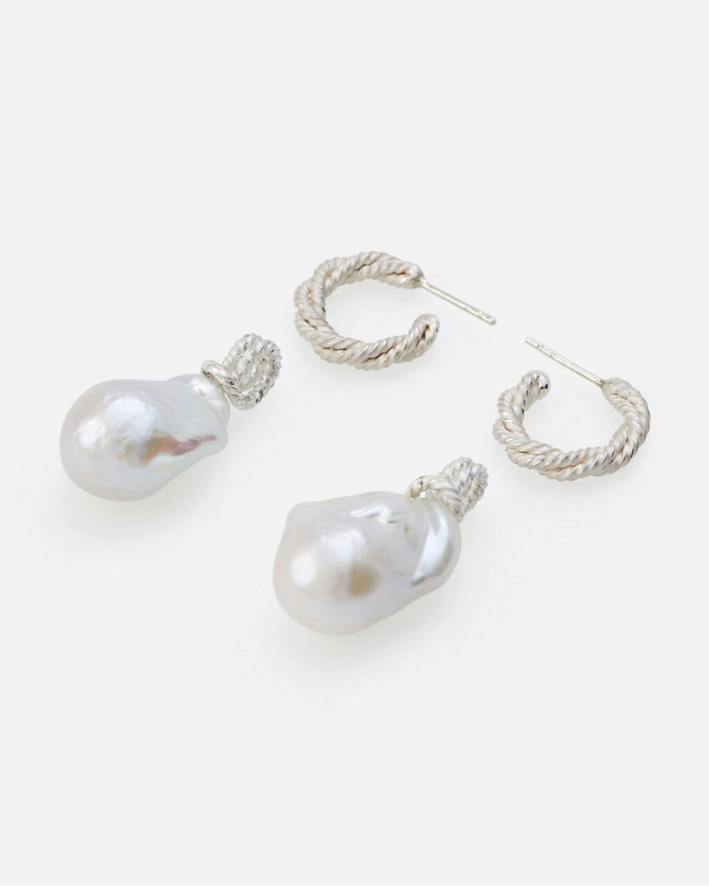 fine silver hoops with baroque pearls