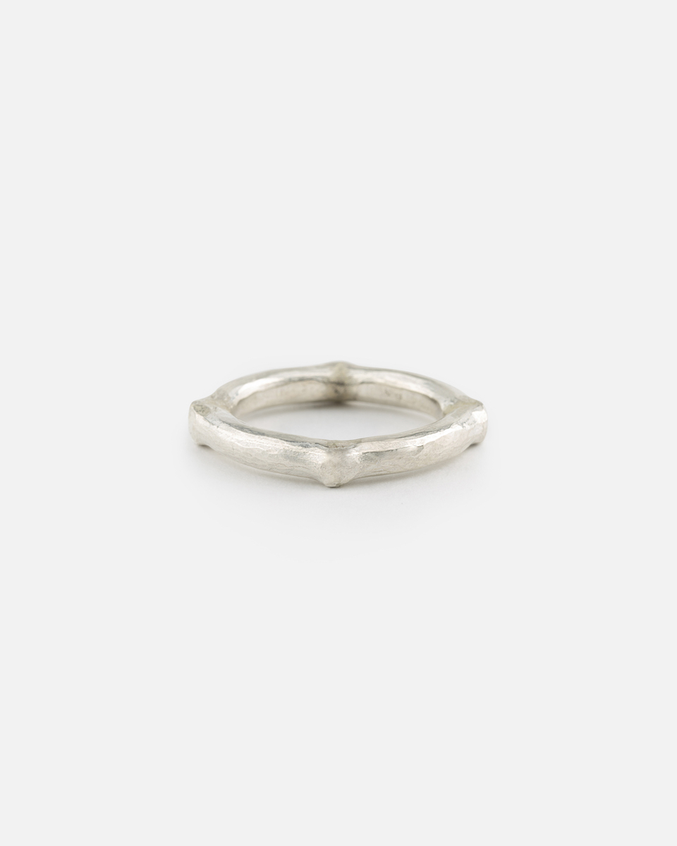 silver ring forged from a square