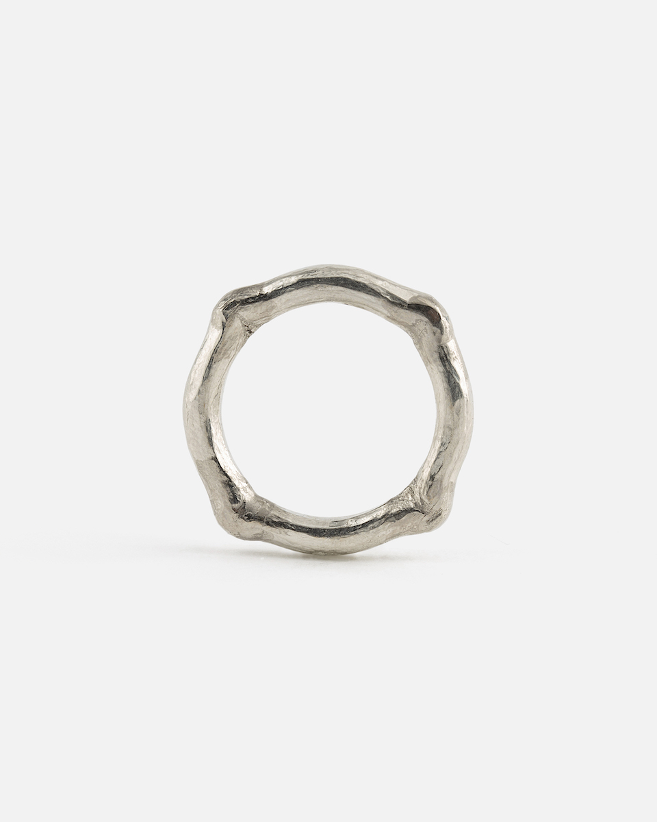 platinum ring forged from a square