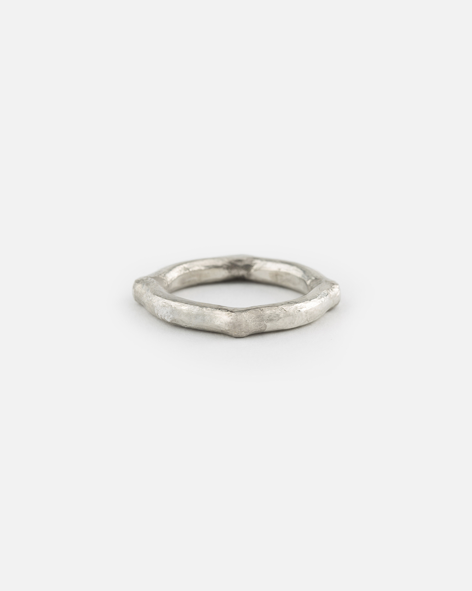 platinum ring forged from a square