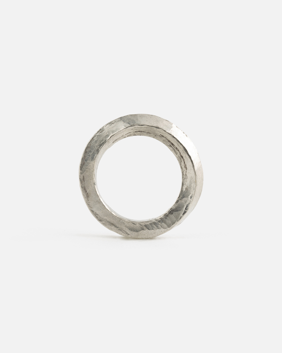 hammered mobius ring in fine platinum