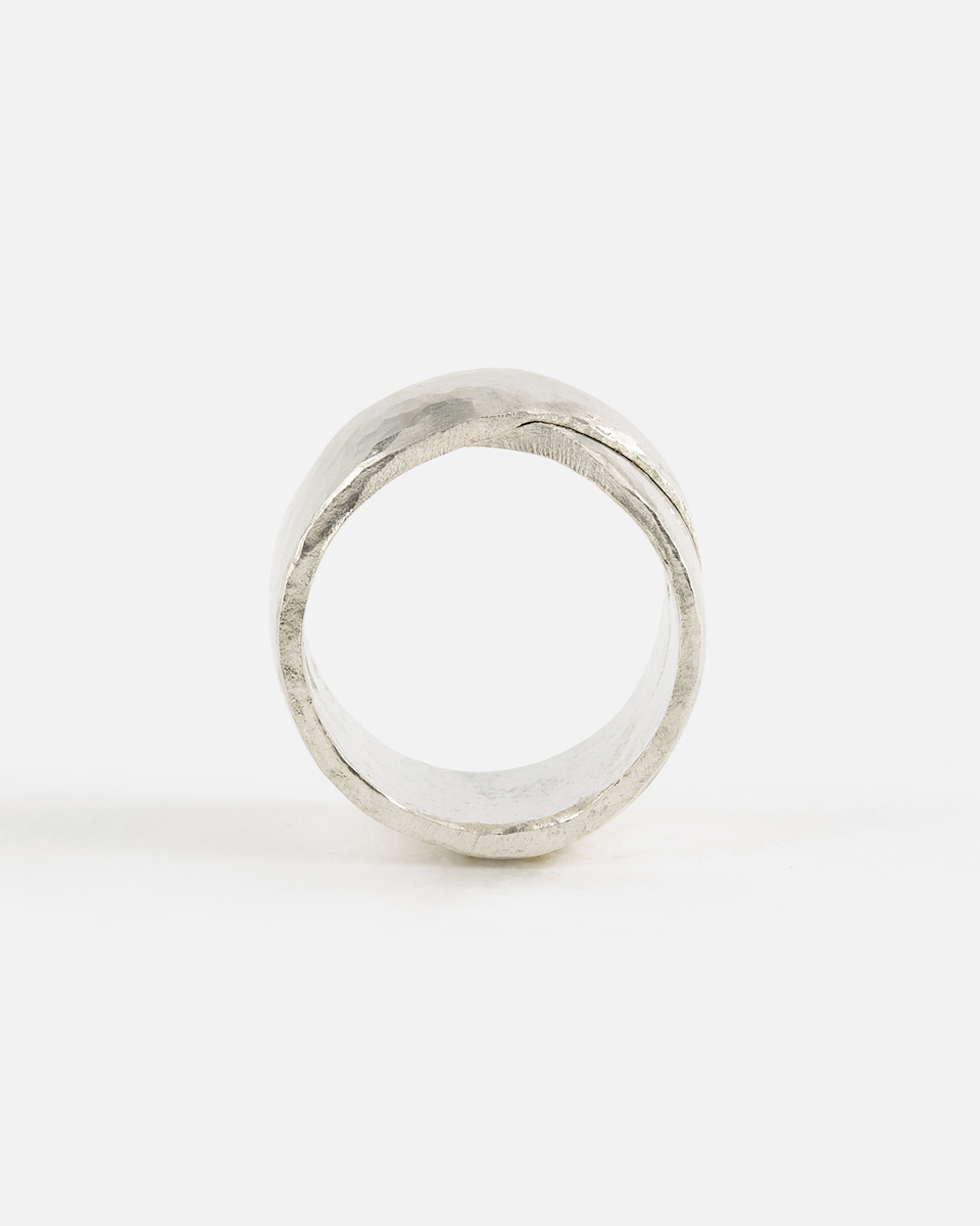 overlapping silver ring
