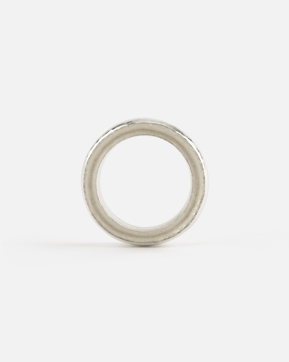 hammered silver ring with groove