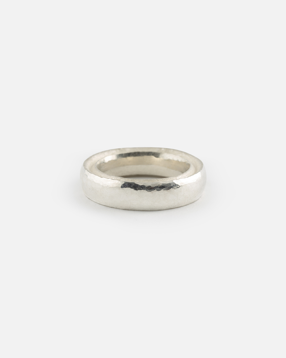 hammered silver ring with groove
