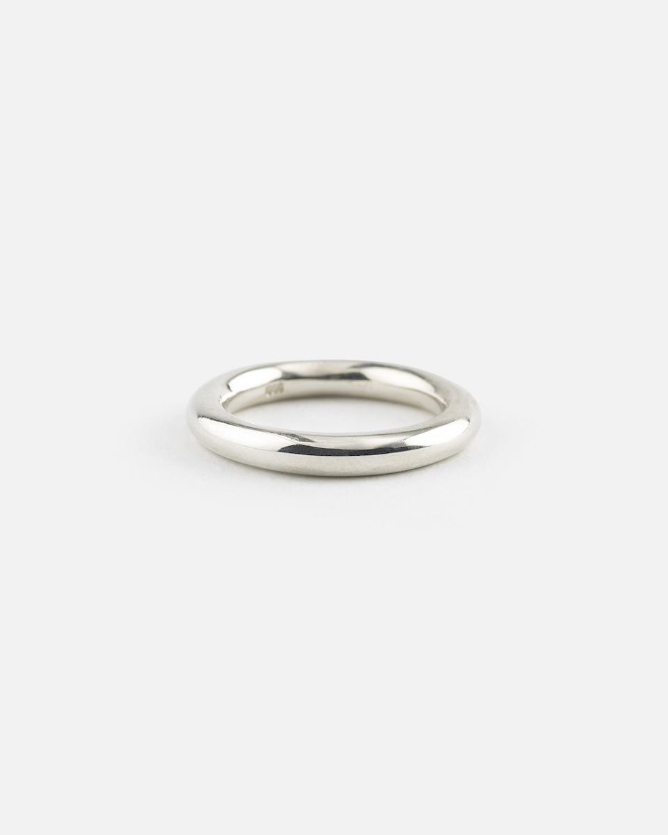 polished silver ring with round profile