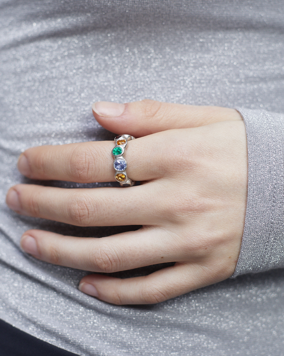 colourful platinum ring