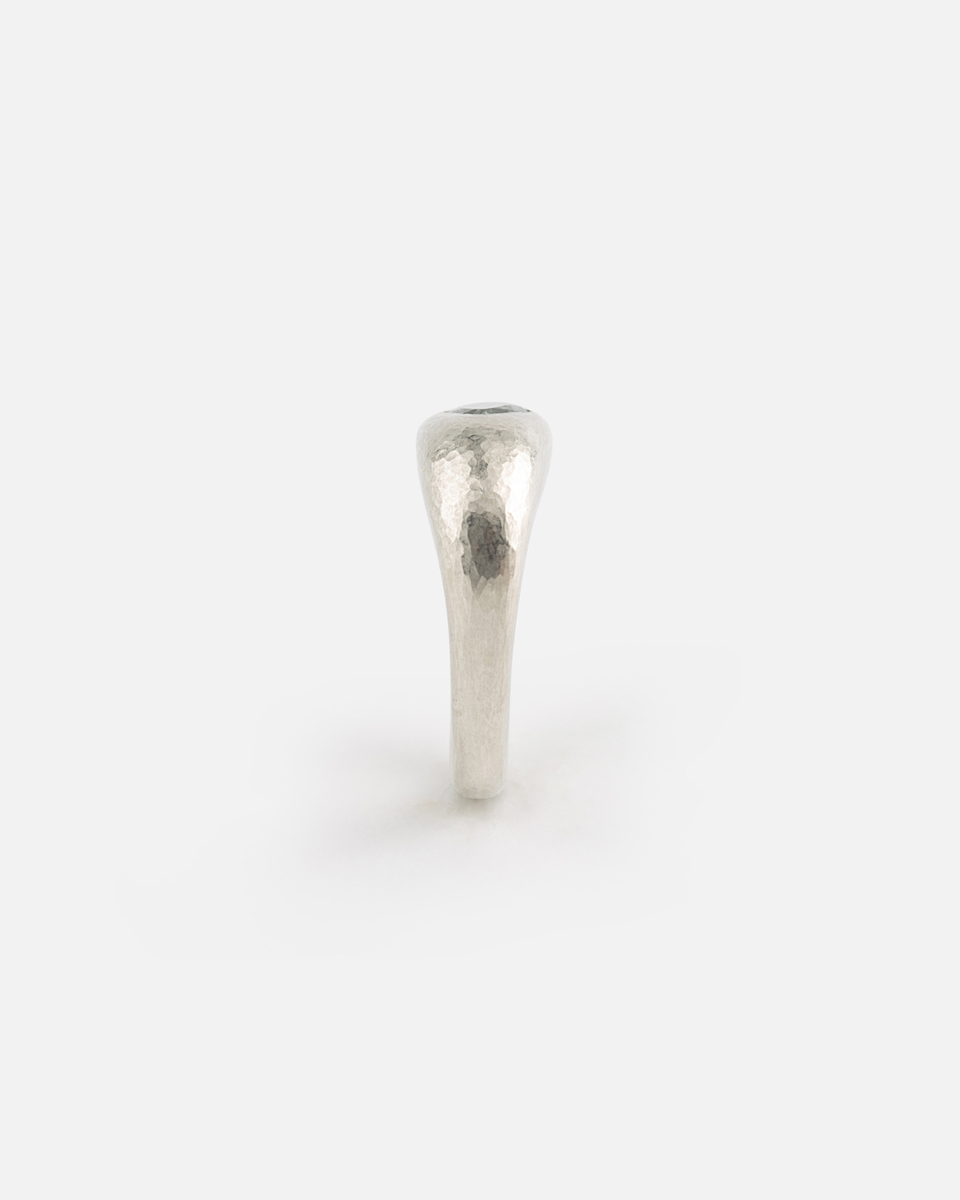 navette grey tourmaline silver ring