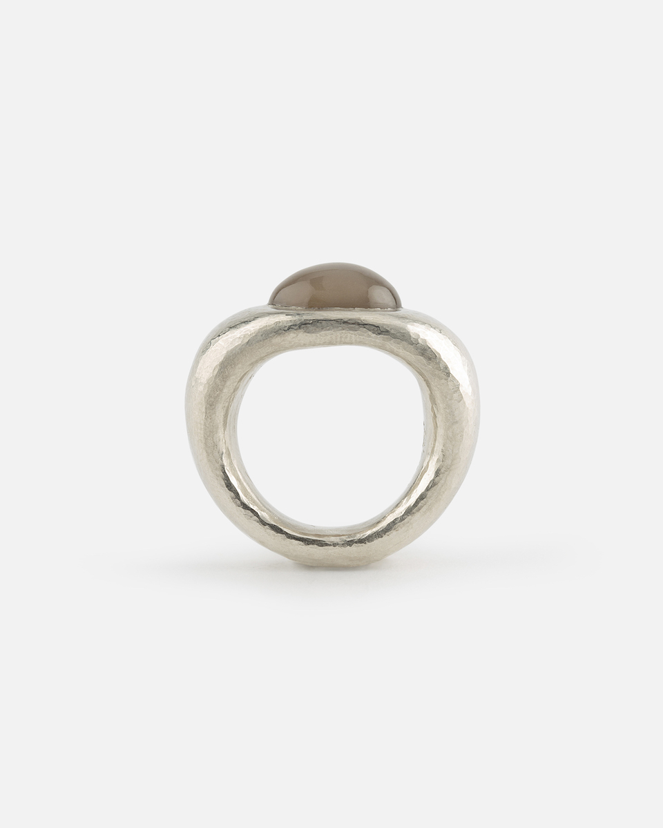 grey-brown moonstone silver ring