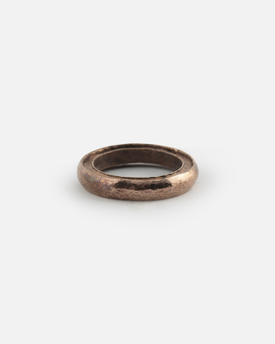 hammered copper ring with groove