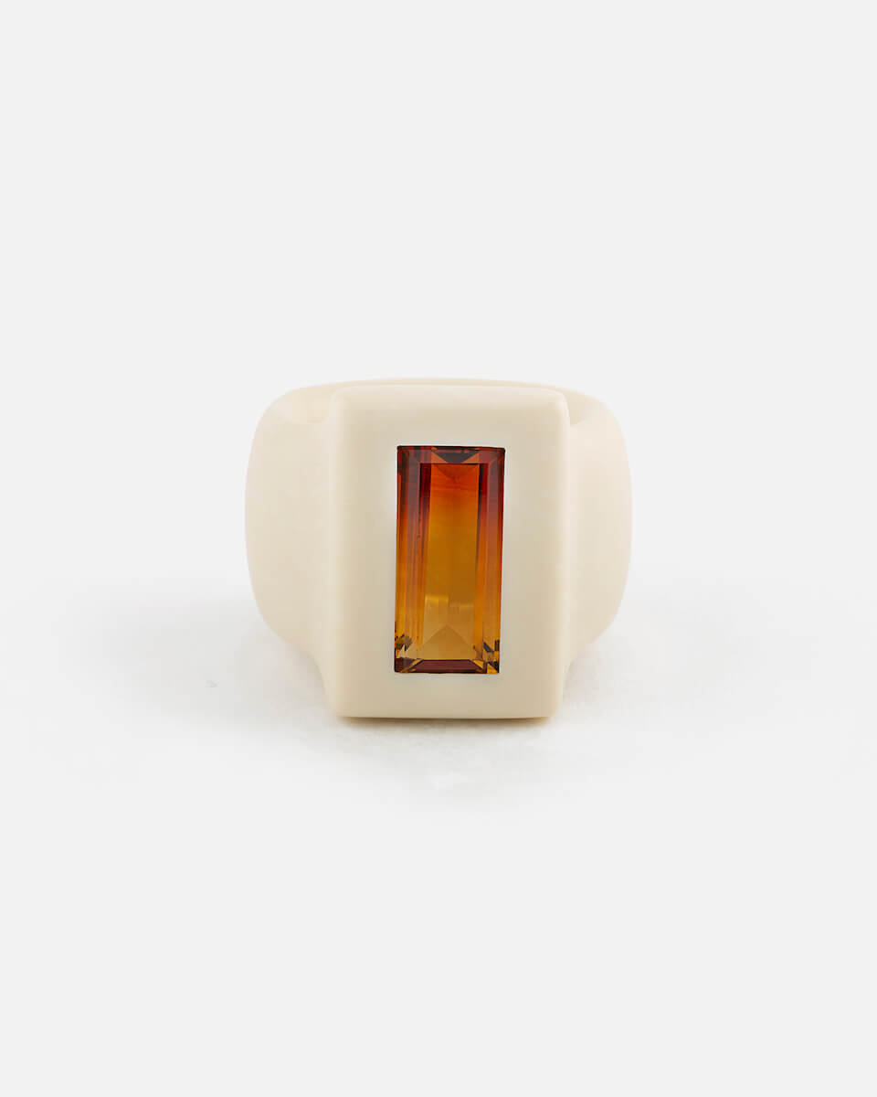 ivory like ring with citrine